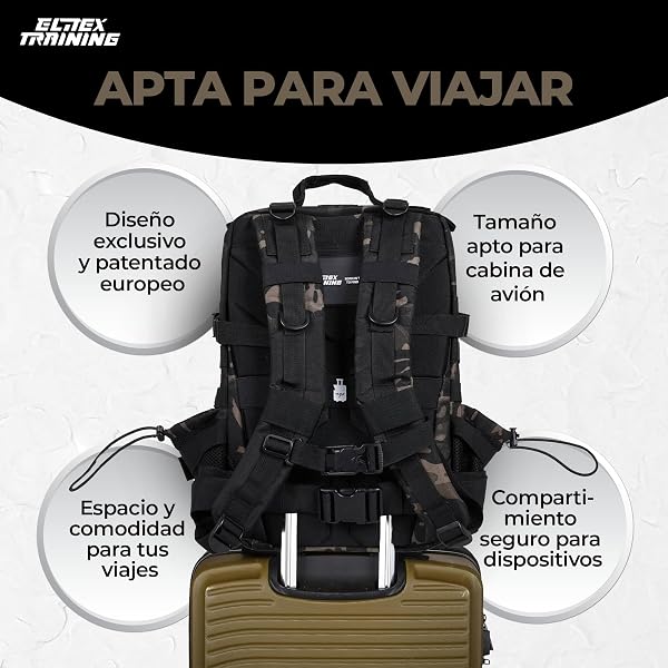 ELITRAINX Mochila 25L Táctica Repelente al Agua para Deporte, Cabina Avión, Gimnasio, Compartimento para Ordenador, Oxford 1000D by ELITEX TRAINING - 3