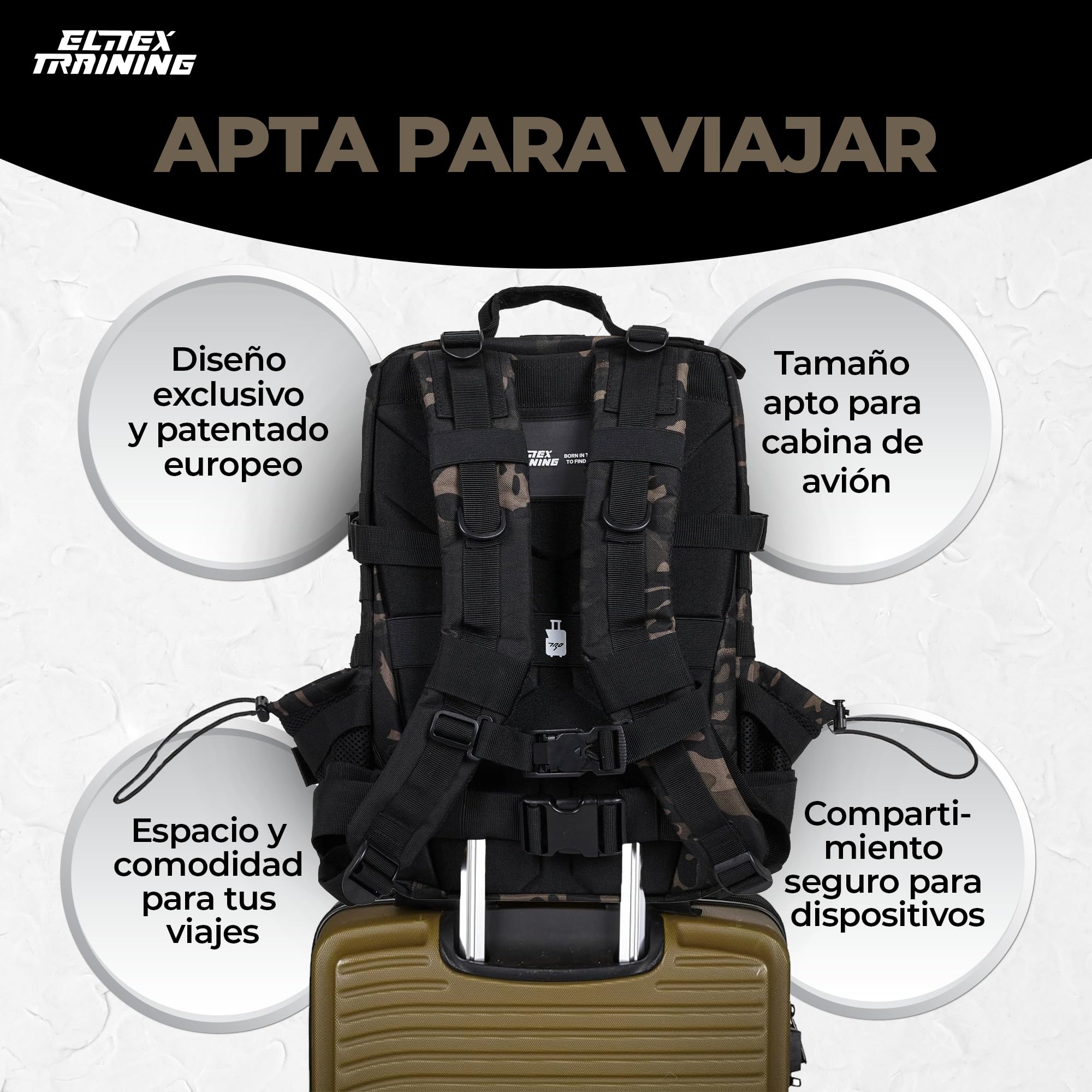 ELITRAINX ELITEX TRAINING Militär-Rucksack, wasserdicht, für Sport, Kabine, Flugzeug, Fitnessstudio, Outdoor, CrossTraining
