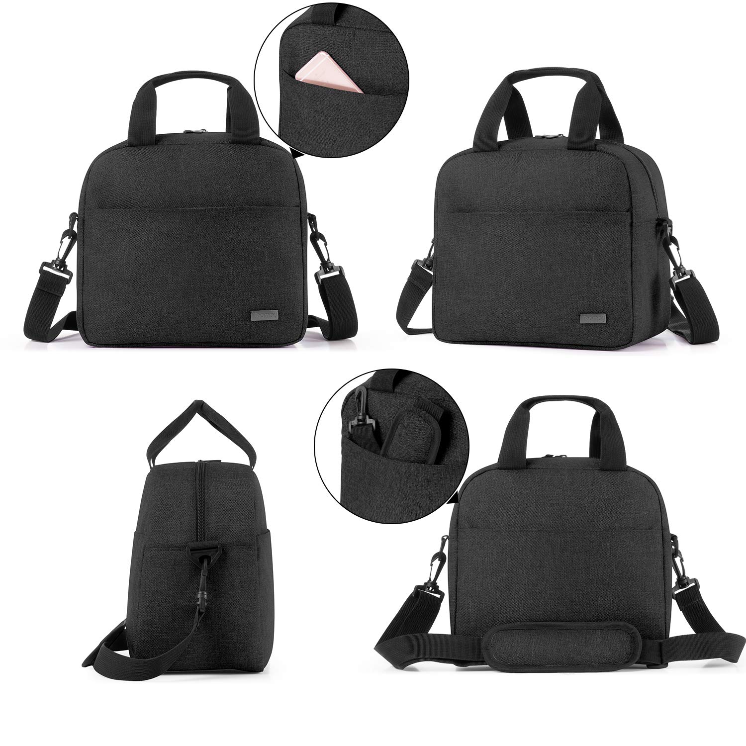 Teamoy Borsa Termica per Biberon con Mattonelle per il Ghiaccio, Porta Biberon Isotermico, Adatto a 6 biberon da 270ml, Nero