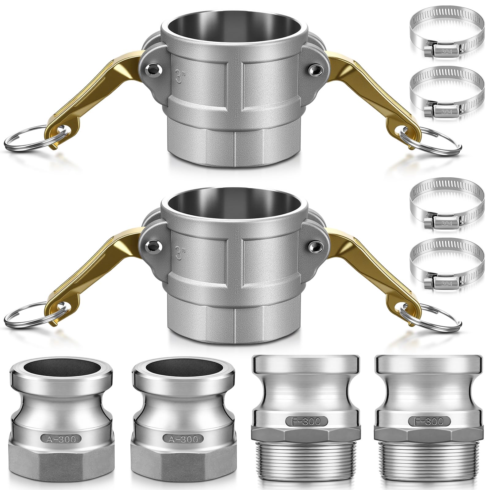 2 Set 3 Inch Camlock Fittings Type D&amp;F&amp;A