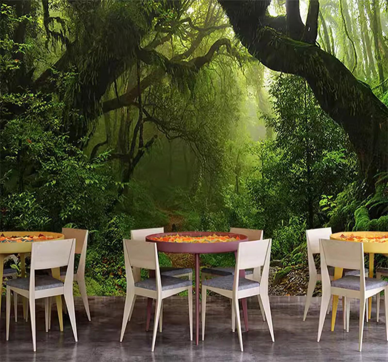 Three Dimensional Fresh Green Forest Landscape 3D Wallpaper Easy Install Feature Office Living Room Sofa Bedroom TV Background Wall Decoration-200cm×140cm