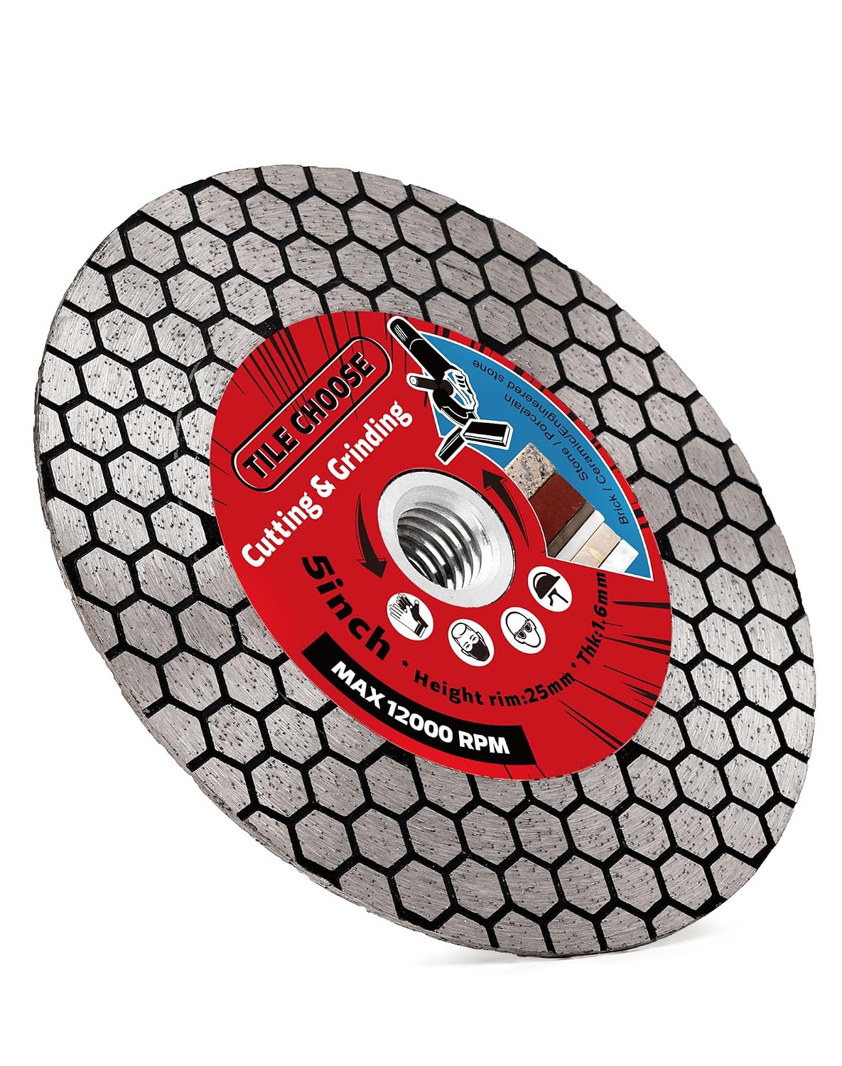 5" Diamond Tile Grinding Blade Porcelain Saw Blade with 5/8"-11 Flange Cutting and Grinding for Ceramic Porcelain Tile Granite Marble