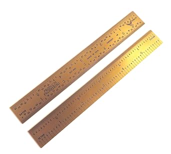 PEC Tools Rigid 12 5R Titanium Nitride Coated Extreme Scratch Resistant Ultra High Contrast Machinist Engineer Ruler Scale with Markings 1/10, 1/100, 1/32 & 1/64 502-012TN