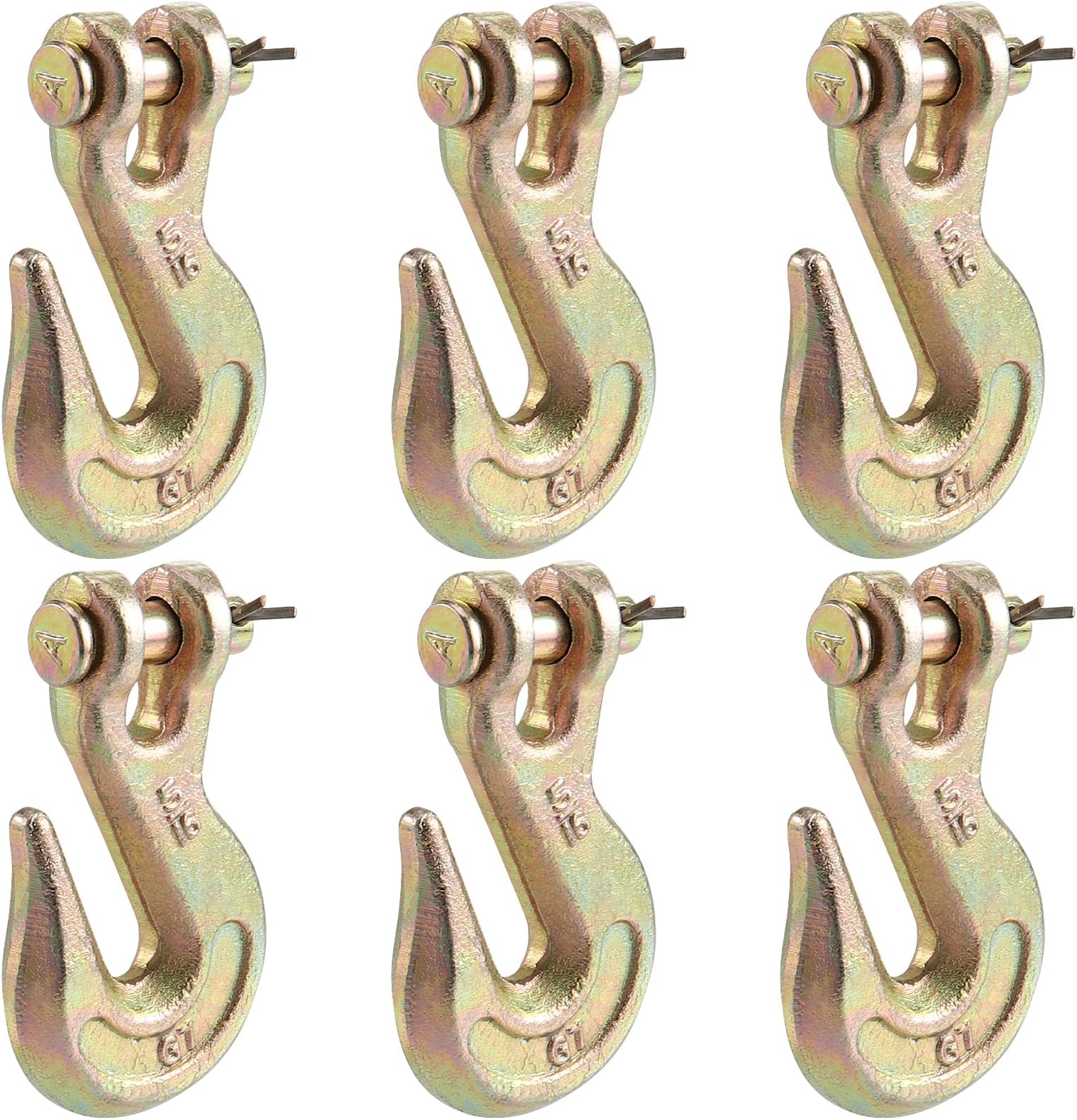 MANCHAP 6 Pack 5/16 Inch Clevis Grab Hook, G70 Tow Chain Safety Hook, Forged Steel Clevis Slip Hook Rigging Tow Chain Hook for Trailer & Truck Transport, 2/5 Inch Opening, WLL 4700lb