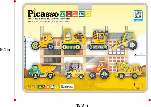 Miniatura 27 de PicassoTiles Juego de 8 piezas de bloques de construcción magnéticos de Metro City con figuras de acción magnetizadas compatibles con kits de 8pc