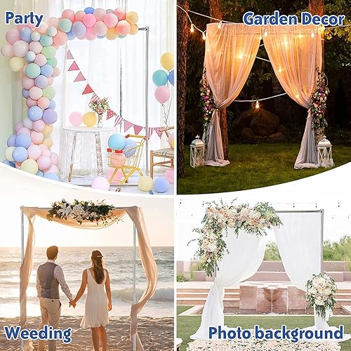 Miniatura 3 de Soporte de arco de boda, arco de 7 x 4 pies para ceremonia de boda, marco cuadrado de metal resistente para fiestas, jardín, aniversario, baby