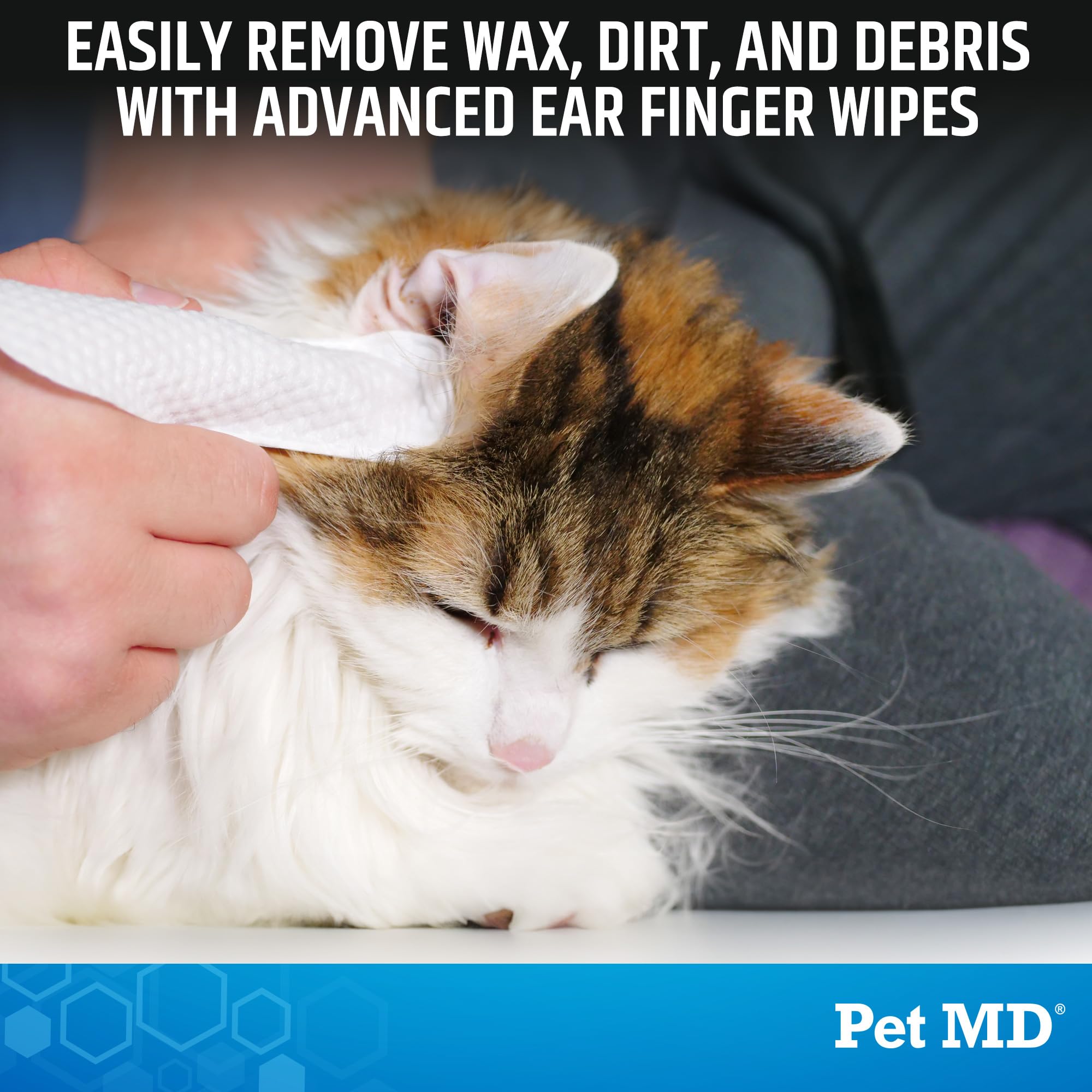 Pet MD Advanced Ear Finger Wipes for Dogs & Cats - Non-Irritating Ear Wipes & Ear Cleaner - Pet Safe Cleaner to Aid in Itchiness and Odor - Cucumber Melon (50ct) - image 2