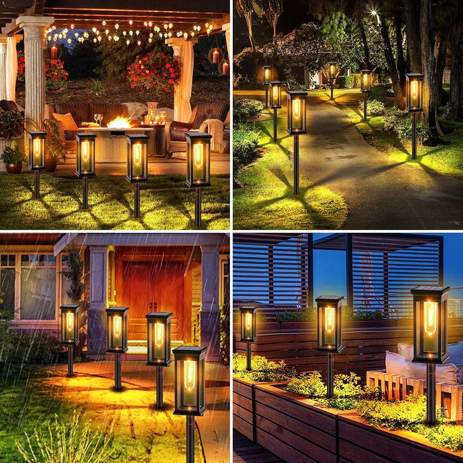 Luces Solares Led Exterior Jardin, 8 Piezas Luz Solar Exterior Jardin, 800mAh IP65 al Aire Libre a Prueba de Agua Luces Solares Para Jardín Patio Césped Acera Jardín Decoración Luces solares