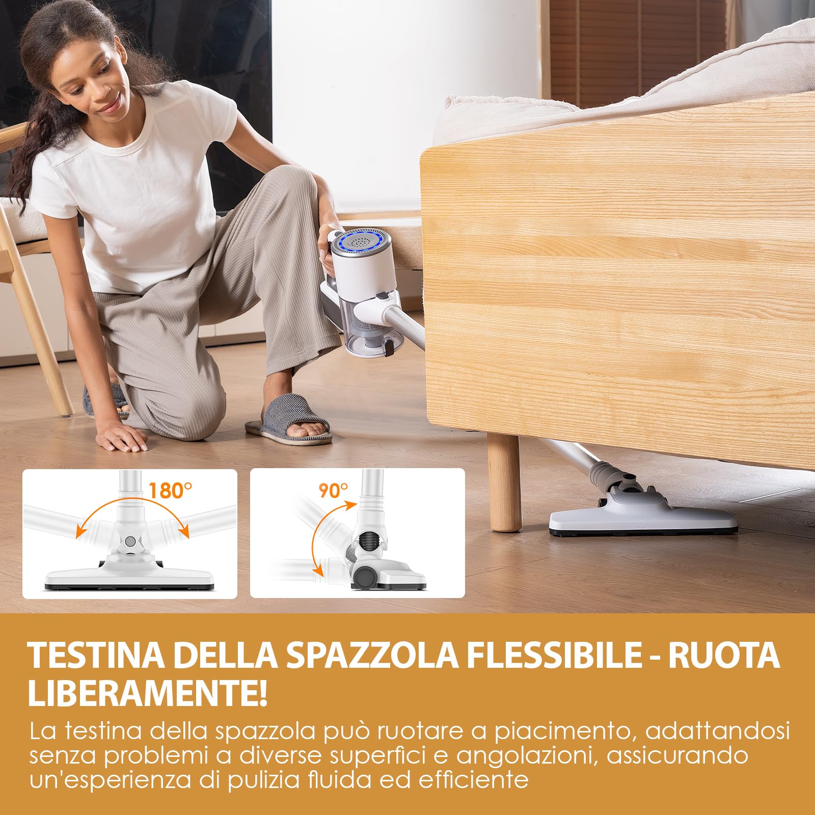 VersLife S6PRO Aspirapolvere Senza Fili 30KPa, Scopa Elettrica Senza Fili, Aspirazione Potente con Design Senza Spazzole, Autonomia 30 Minuti, Filtro HEPA, per Pavimenti e Peli di Animali Domestici