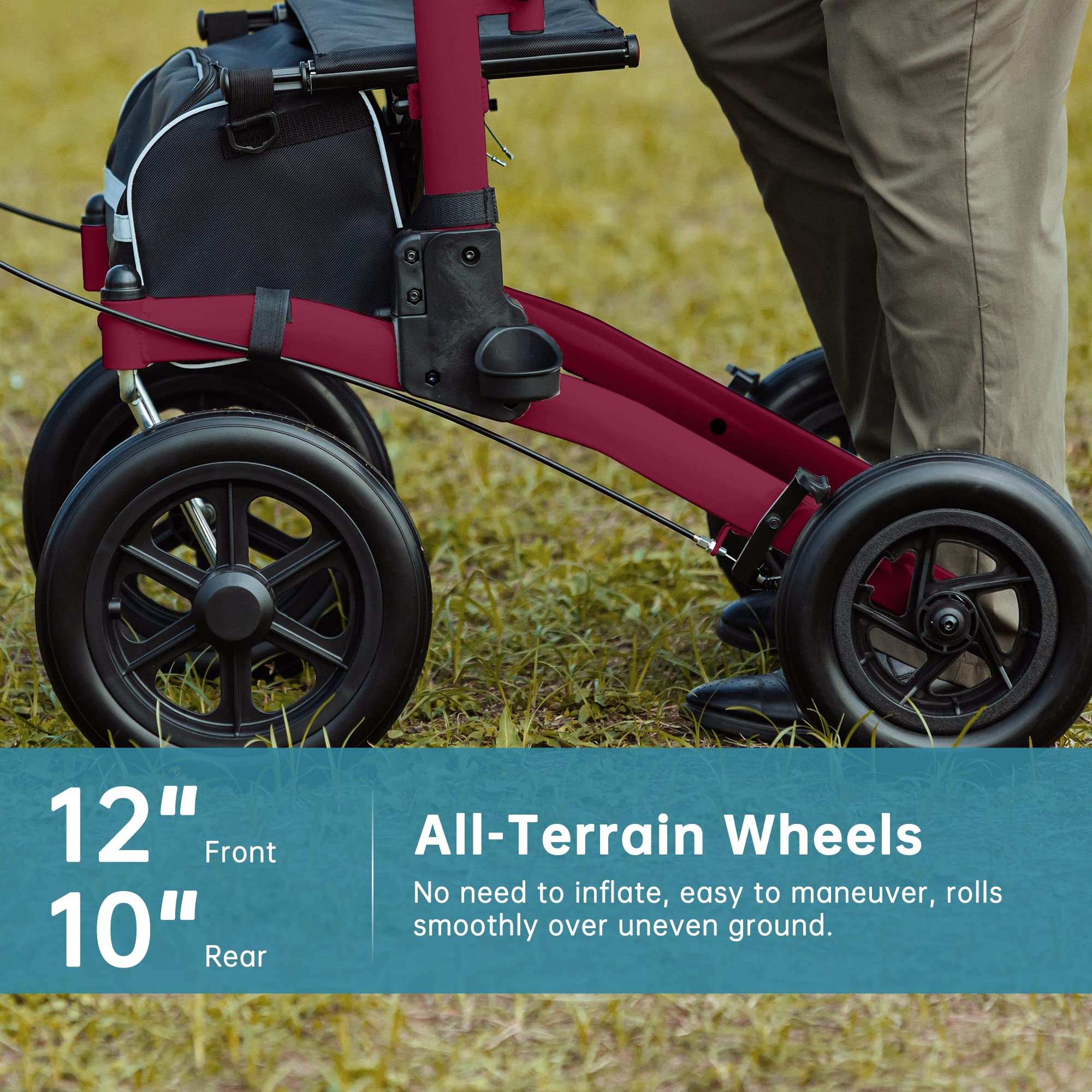 Buy ELENKER AllTerrain Upright Rollator Walker with NonPneumatic Tire