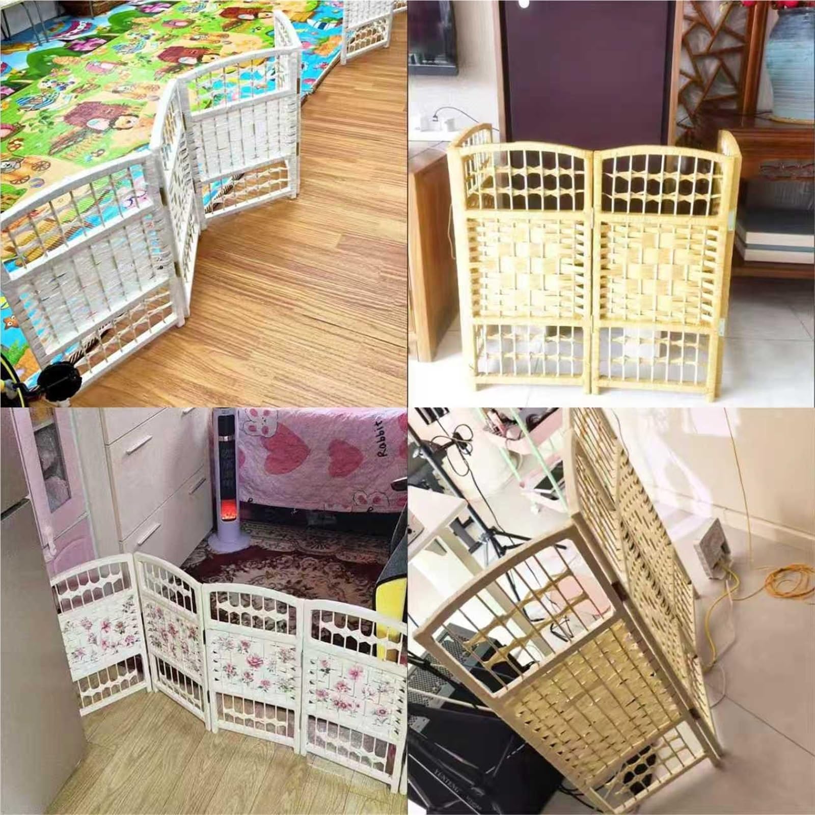 séparateurs de pièces Paravent Pliable en Fibre À Tissage Losange Court, Disponible en 50, 110, 100, 90, 80, 70, 60 Et 70 Cm De Hauteur(B-4 pcs,H W 90cm x 30cm)