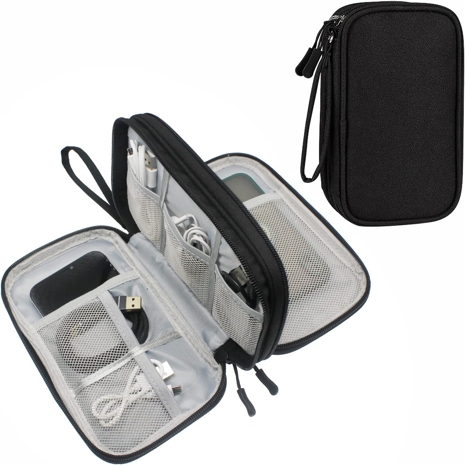 Travel Accessories Organizer Electronics Pouch for Keeping Cables in Order (Medium, Black)