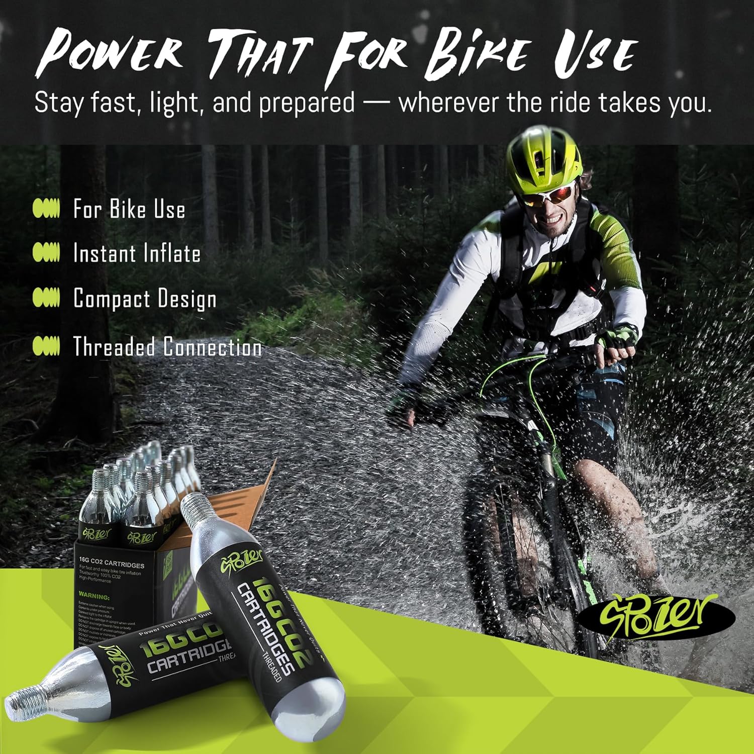 16g Threaded CO2 Cartridges for Bike Tires - Cartridge for CO2 Inflator - Quick Tire Inflation - CO2 Pump for Road, MTB, Mountain Bikes (12 Count) - Image 2