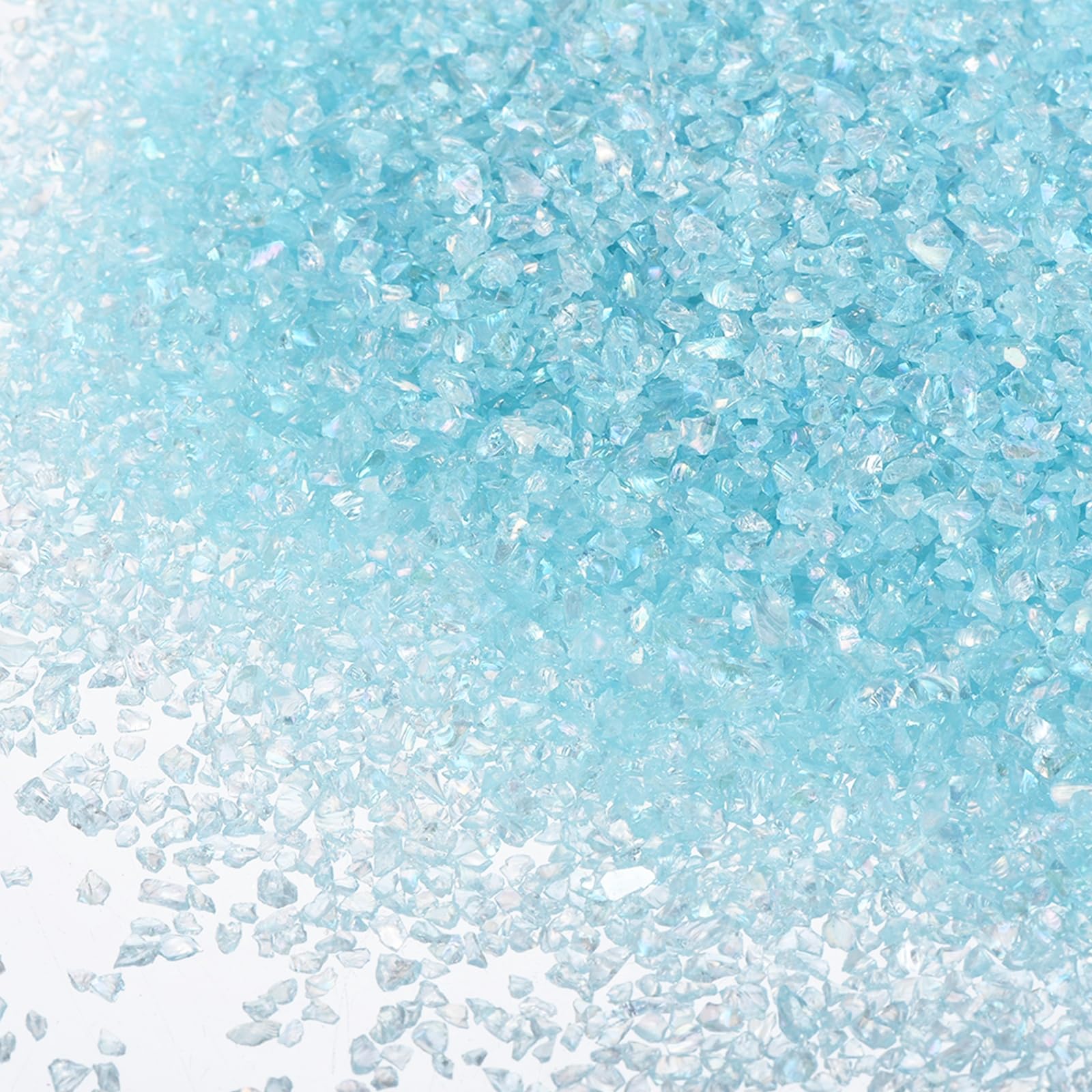 sourcing map 3 Pcs Crushed Glass for Resin Art, 50g Irregular Metallic Chunky Chips Small Broken Crushed Glass Glitter Pieces for Crafts DIY Vase Filler Jewelry Making Decor, Light Blue