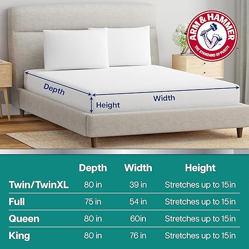 Miniatura 5 de Arm & Hammer Protector de colchón de rizo suave, impermeable, blanco, tamaño Queen