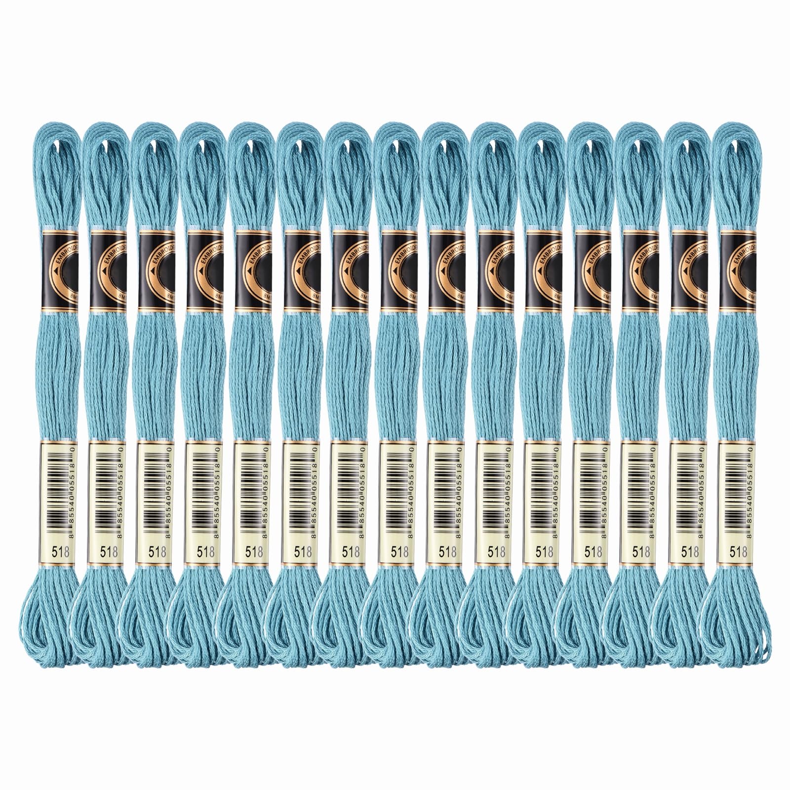 PATIKIL 15 Skeins Embroidery Floss, Solid Colors Polyester Embroidery Threads Friendship Bracelets String for Cross-Stitch Hand Embroidery, Pale Blue