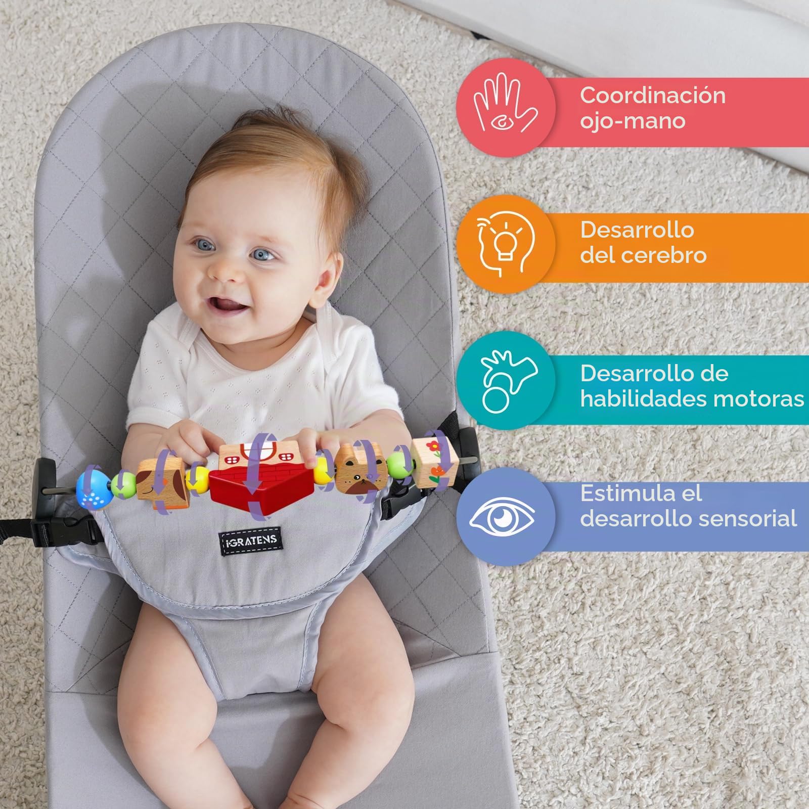 iGRATENS Baby Bjorn Bouncer, juguete gorila suave, fácil de poner, materiales seguros, diseño emocionante, para bebés curiosos, paraíso de mascotas