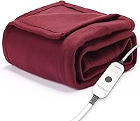 Sunbeam Royal Ultra Cabernet Heated Throw Blanket 50x60 - 4 Heat Settings, Machine Washable, Cozy Fleece Electric Personal Blanket
