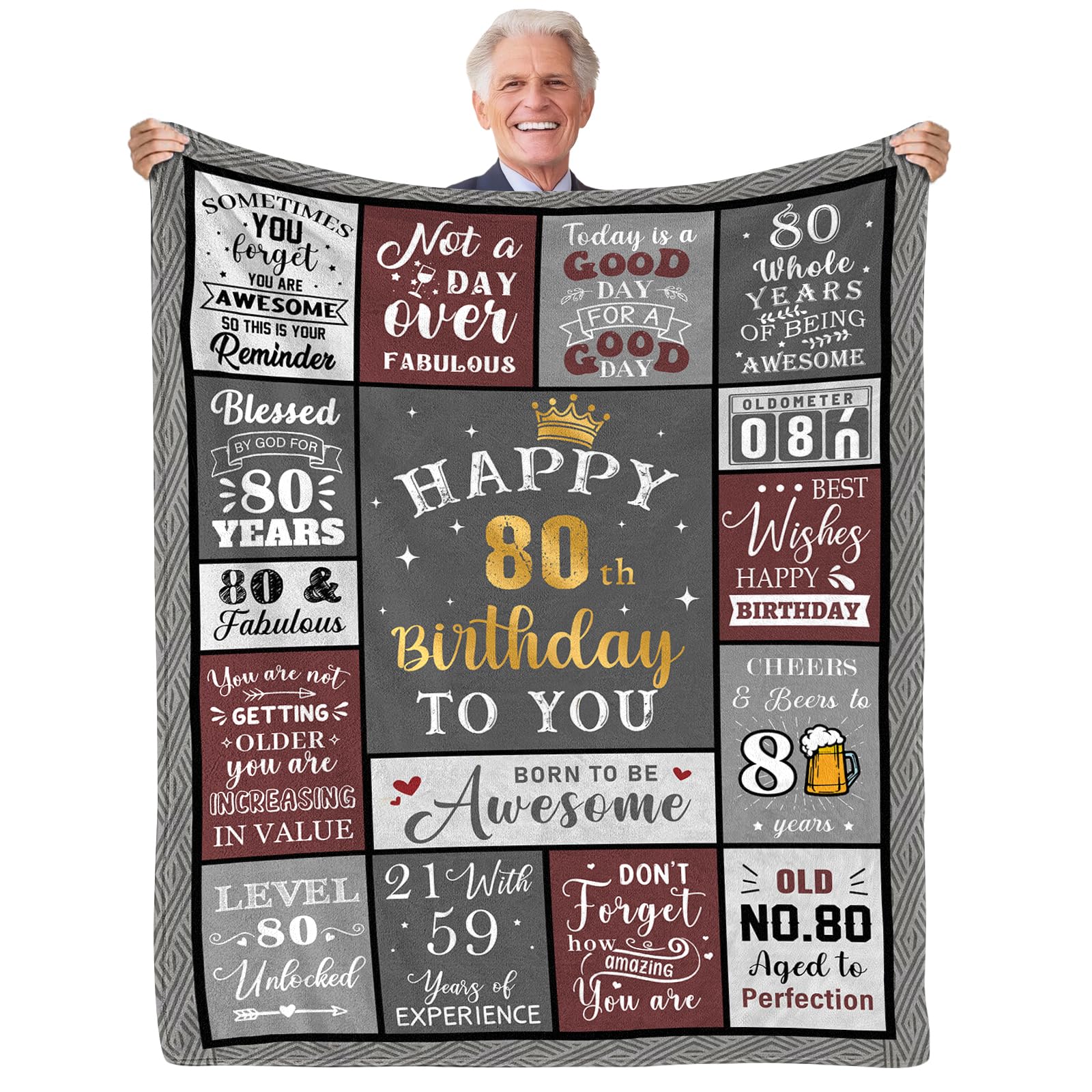 Yasrlvun Men's 80Th 80Th Birthday Gifts For 1946 Birthday Gifts 80Th Birthday Blanket 50"X 60" Presents For 80Th Birthday 80Th Birthday Gifts For Him