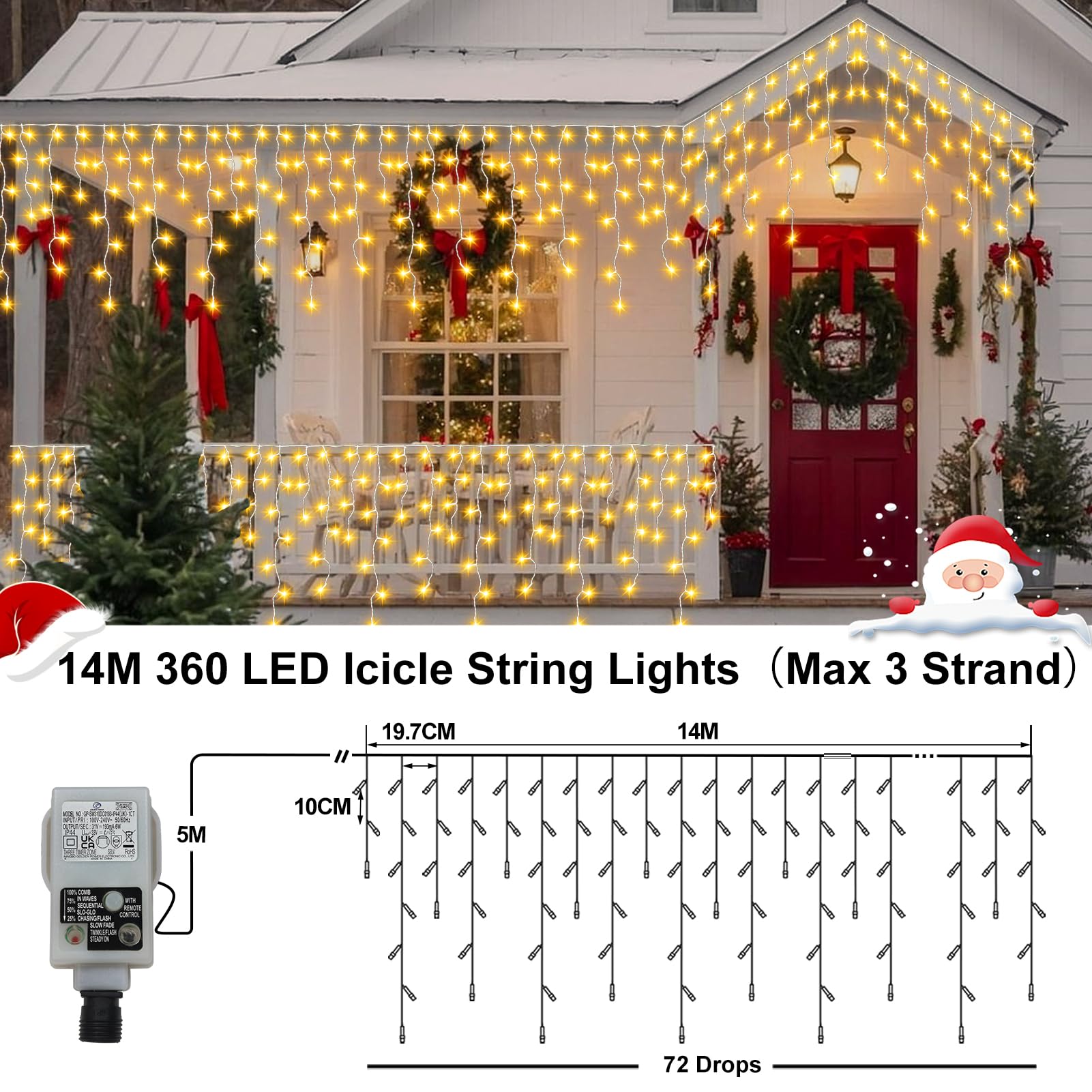 CCILAND Christmas Icicle Lights Outdoor - Image 2