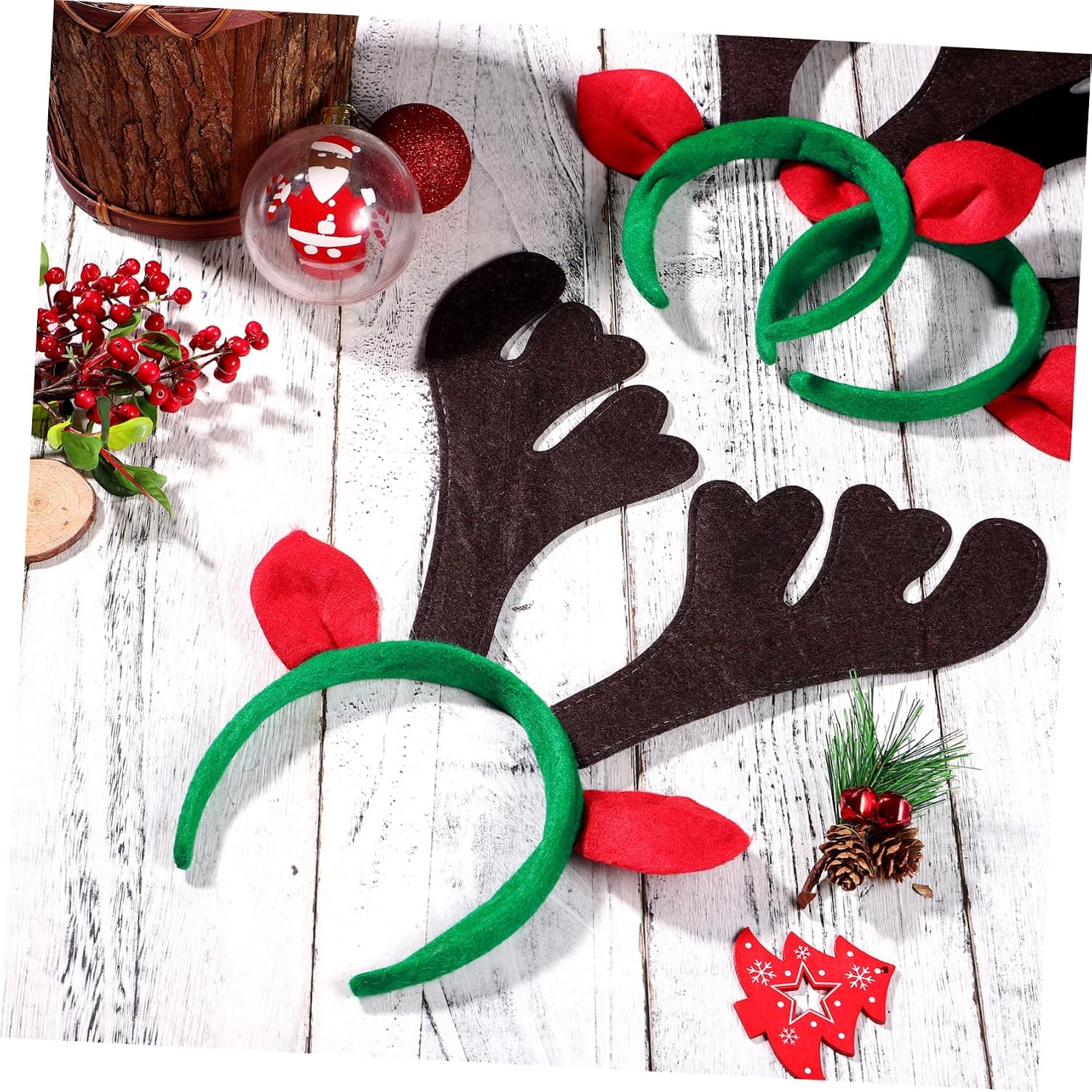 Christmas Reindeer Antlers Headband Hairhoops Xmas Headwear Costume Hairbands for Christmas Parties Holiday Favors 6Pcs