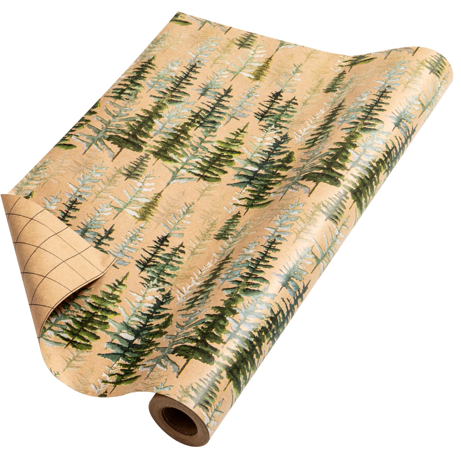 RUSPEPA Christmas Wrapping Paper, Jumbo Roll Kraft Paper - Christmas Tree Design for Gift Wrap - 76cm x 10m