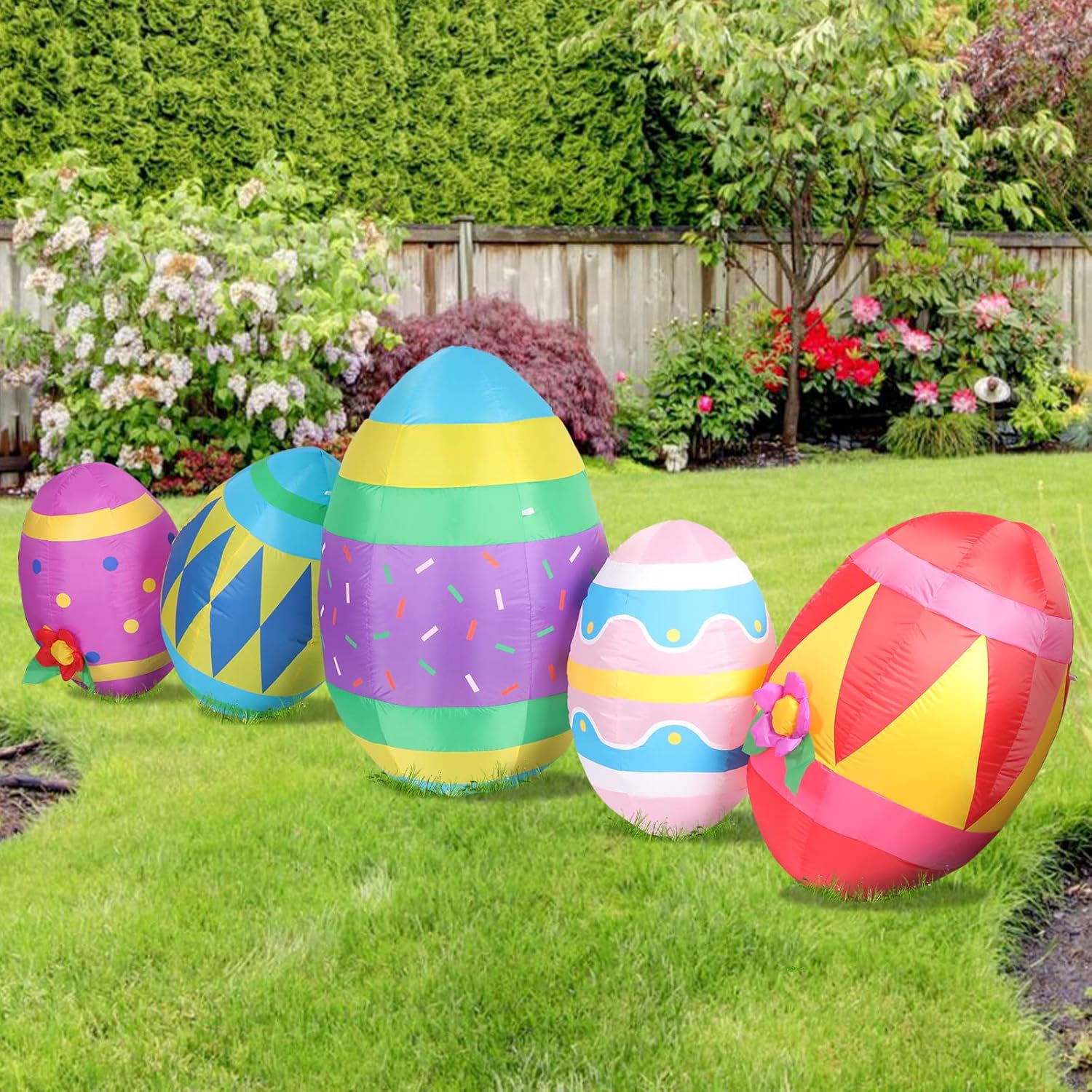 Risenor 10ft Long Inflatable Easter Eggs Outdoor Decorations, Happy Easter Blow Up