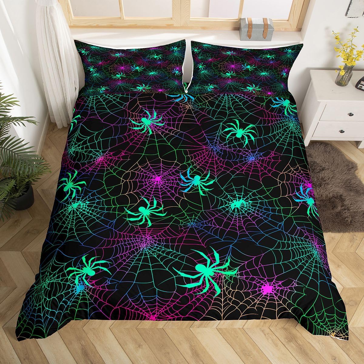 Feelyou Halloween Spider Duvet Cover Set Kids Lightweight