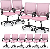 Vista 10 de Magshion Juego de 2 sillas ergonómicas de oficina, silla de escritorio de malla con respaldo medio, silla giratoria ajustable para computadora