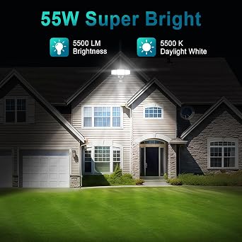 USTELLAR 3 Pack Motion Sensor Security Lights Plug in 55W
