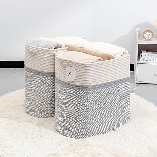 Miniatura 3 de Cesta cuadrada para ropa sucia, cestas tejidas para niños, mantas de almacenamiento, cestas grandes de juguetes para perros para organizar y