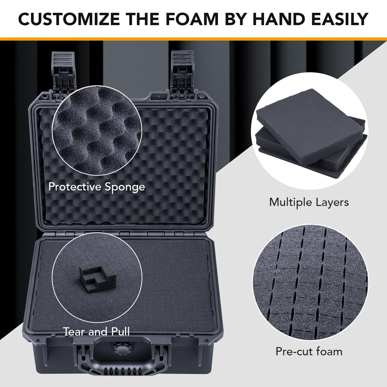 Lykus HC-2820 Maletín/Maleta/Estuche/Case rígida Impermeable con Espuma Personalizable, Tamaño Interior 28,2x22,2x11,7 cm, Adecuado para electrónica y más