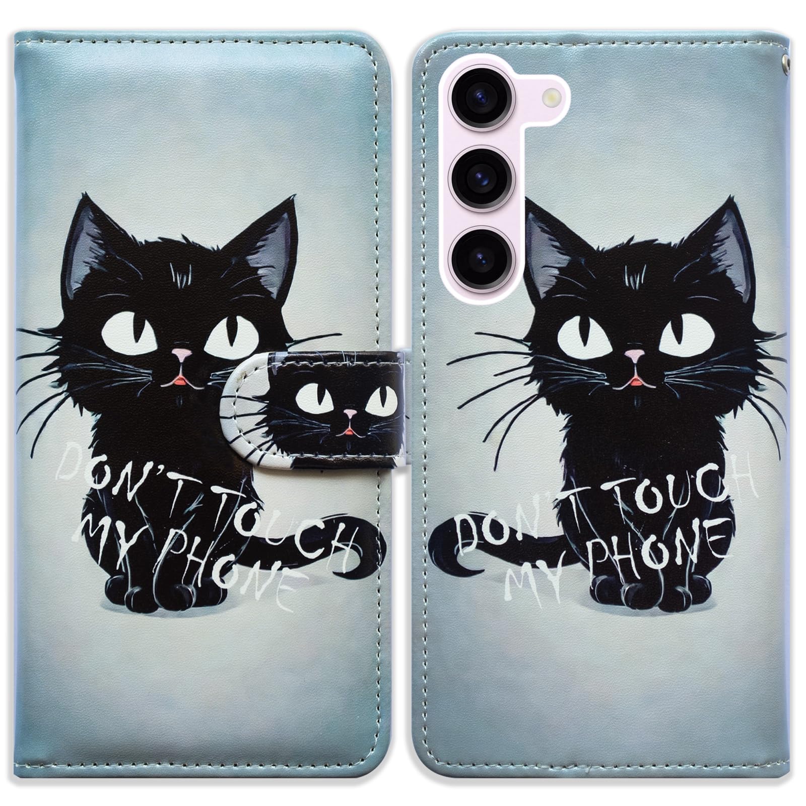 Bcov Case for Samsung Galaxy S24 FE,Cute Black Cat Style Leather Flip Phone Case Wallet Cover with Card Slot Holder Kickstand for Samsung Galaxy S24