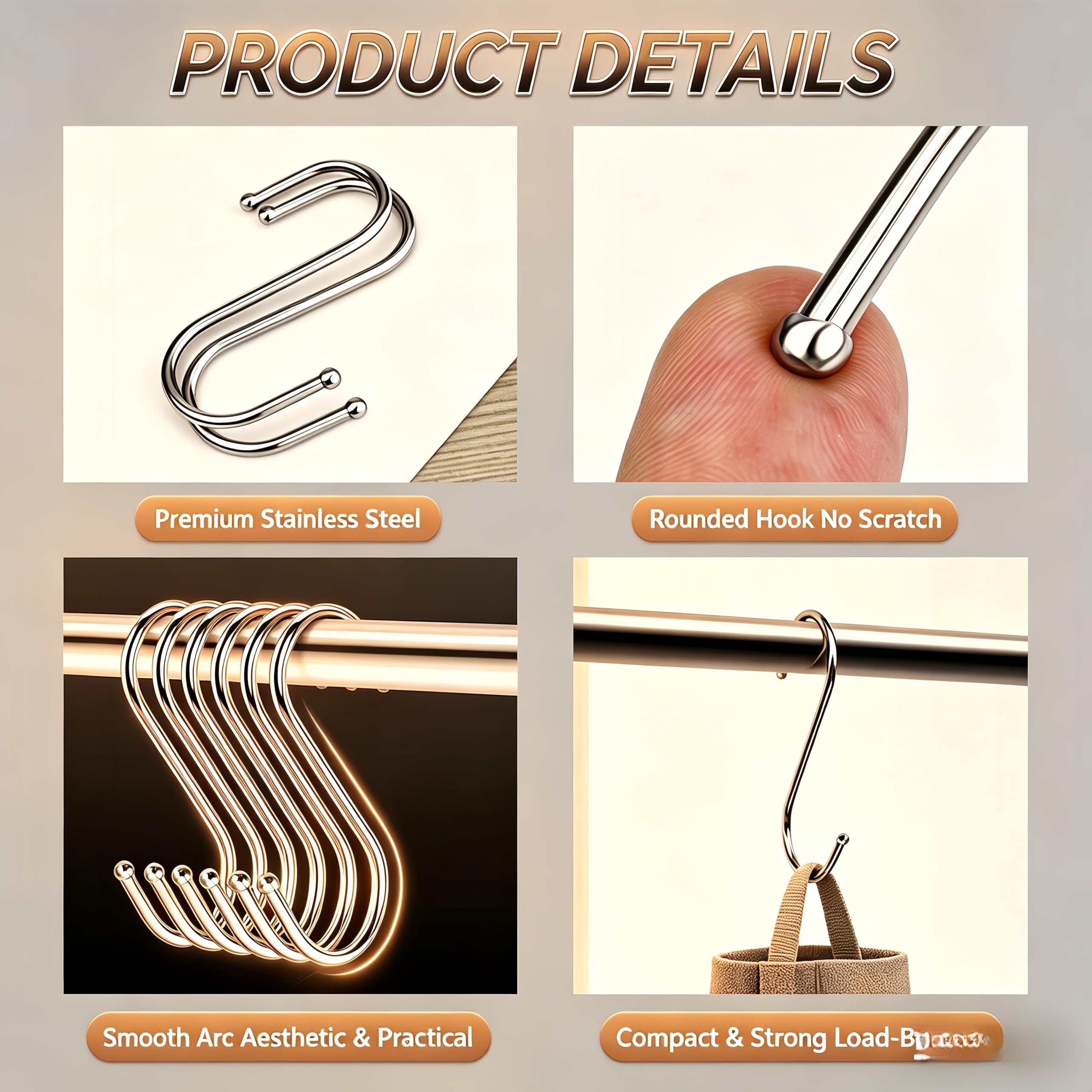 20 Pezzi Ganci a S, Ganci a Forma di S Grande da 12 cm, gancio a S in Acciaio Inox Resistente per Appendere in Cucina, Bagno, Camera da Letto, Soggiorno e Ufficio (Argento)