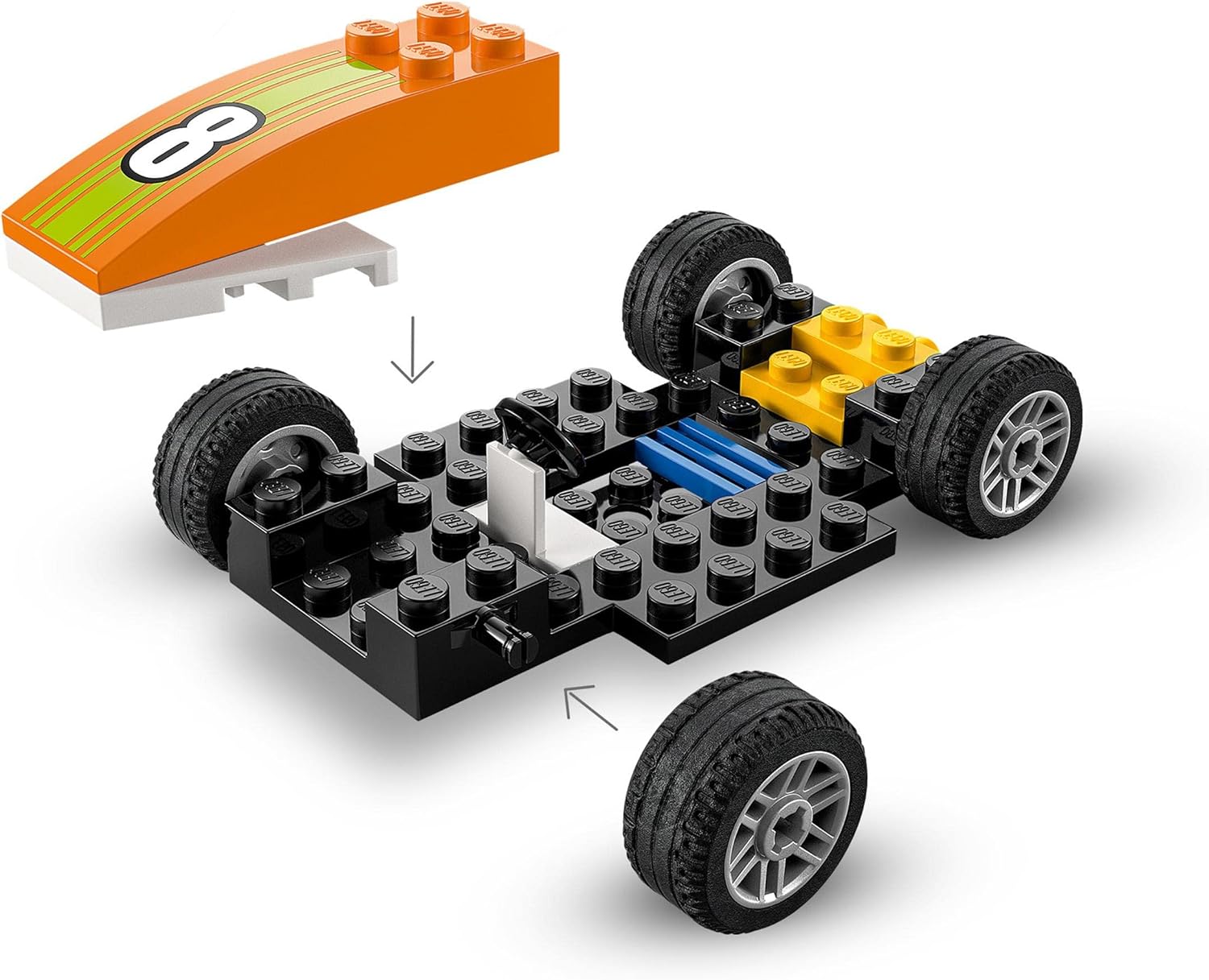 LEGO 60322 City Great Vehicles The Racing Car, Creative Toys Formula 1 Style for Kids +4 Years, with Minifigures