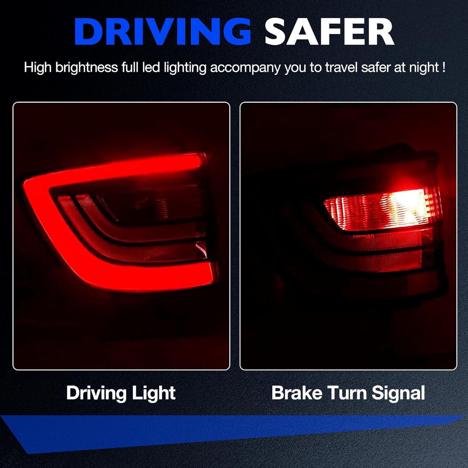 LED Tail light Left Compatible with 2014-2023 Dodge Durango Driver Outer Side, Replace 68155949AD 68272127AA 68155949AC Rear Driving Running Lamps Brake Turn Signal Lamp