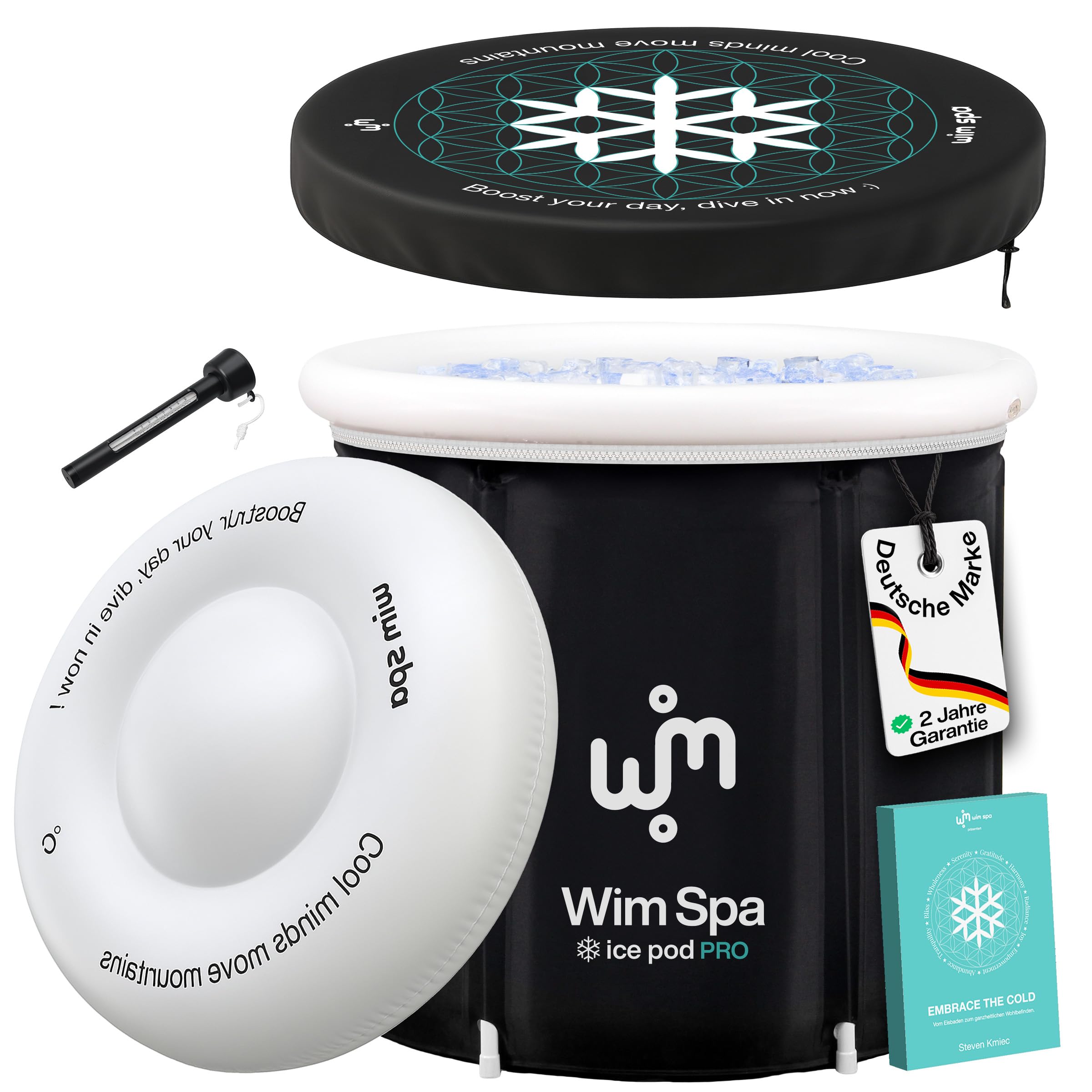 [Das Original seit 2015] Ice Pod (80 cm Ø x 80 cm) XL - Faltbares isoliertes Eisbad/Eisfass für Cold Plunge Kältetherapie, tragbare Badewanne inkl. ThermoDome, Cover, Thermometer, eBook UVM.