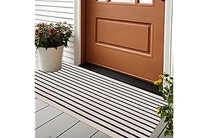 LeEvan Black and White Striped Outdoor Rug Runner 24"x51"