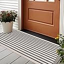 LEEVAN Black and White Striped Outdoor Rug Runner 2x4 Layering Doormat Farmhouse Front Porch Rug Cotton Woven Washable Throw Carpet for Hallway/Front Steps/Bathroom/Kitchen/Home Entrance