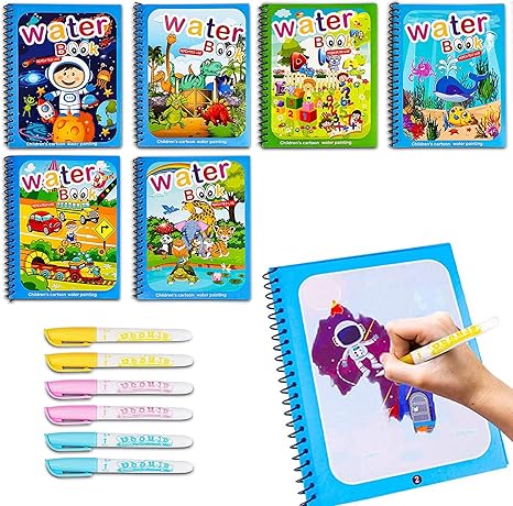 5 Stück Wassermalbuch Set - Wiederverwendbare Malbücher Mit Zauberstift