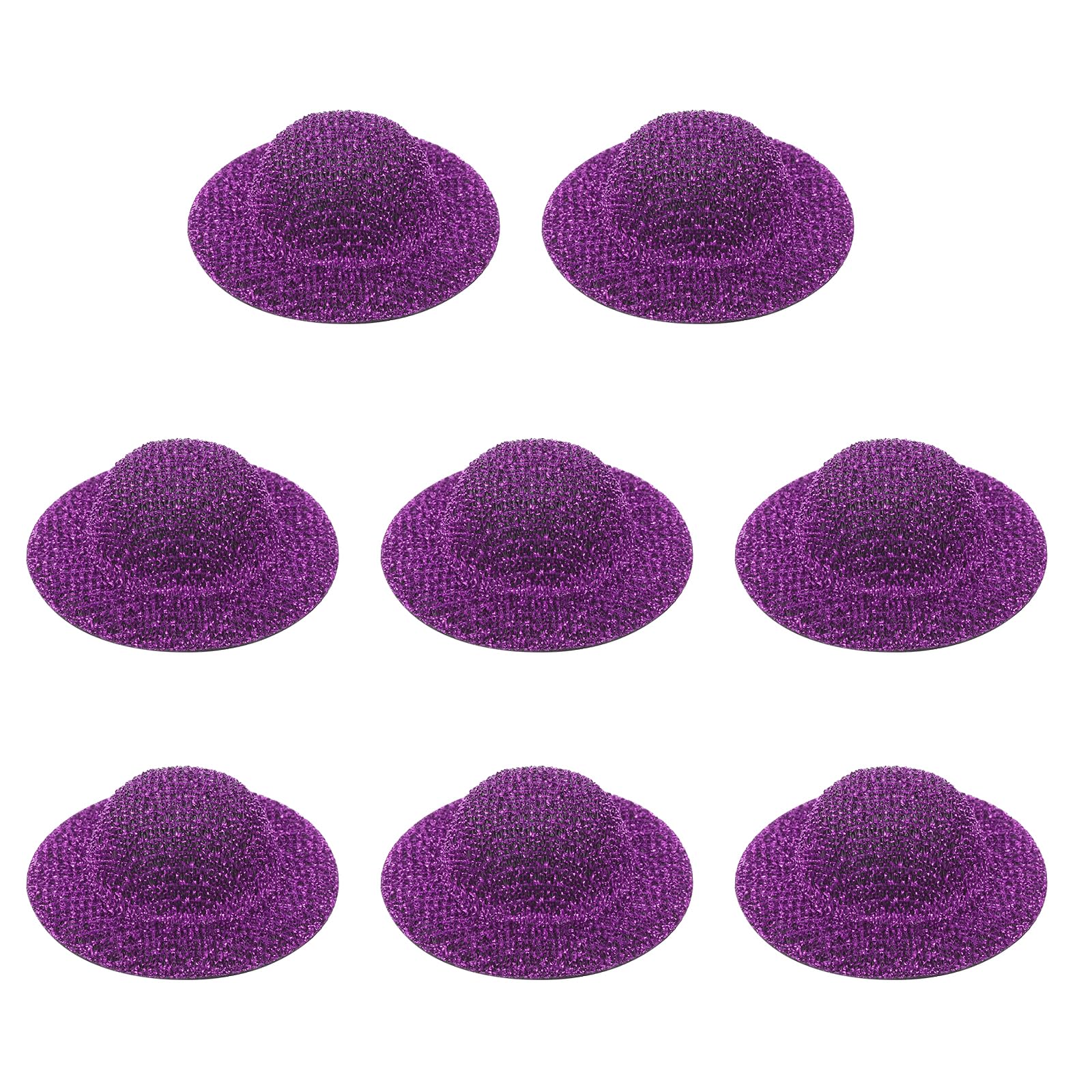 PATIKIL Mini Hats for Crafts, 8 Pcs 14mm ID Sparkling Mini Cowboy Hats Miniature Formal Top Caps for DIY Dollhouse Decoration Hair Accessories Snowman Weddings Party, Dark Purple
