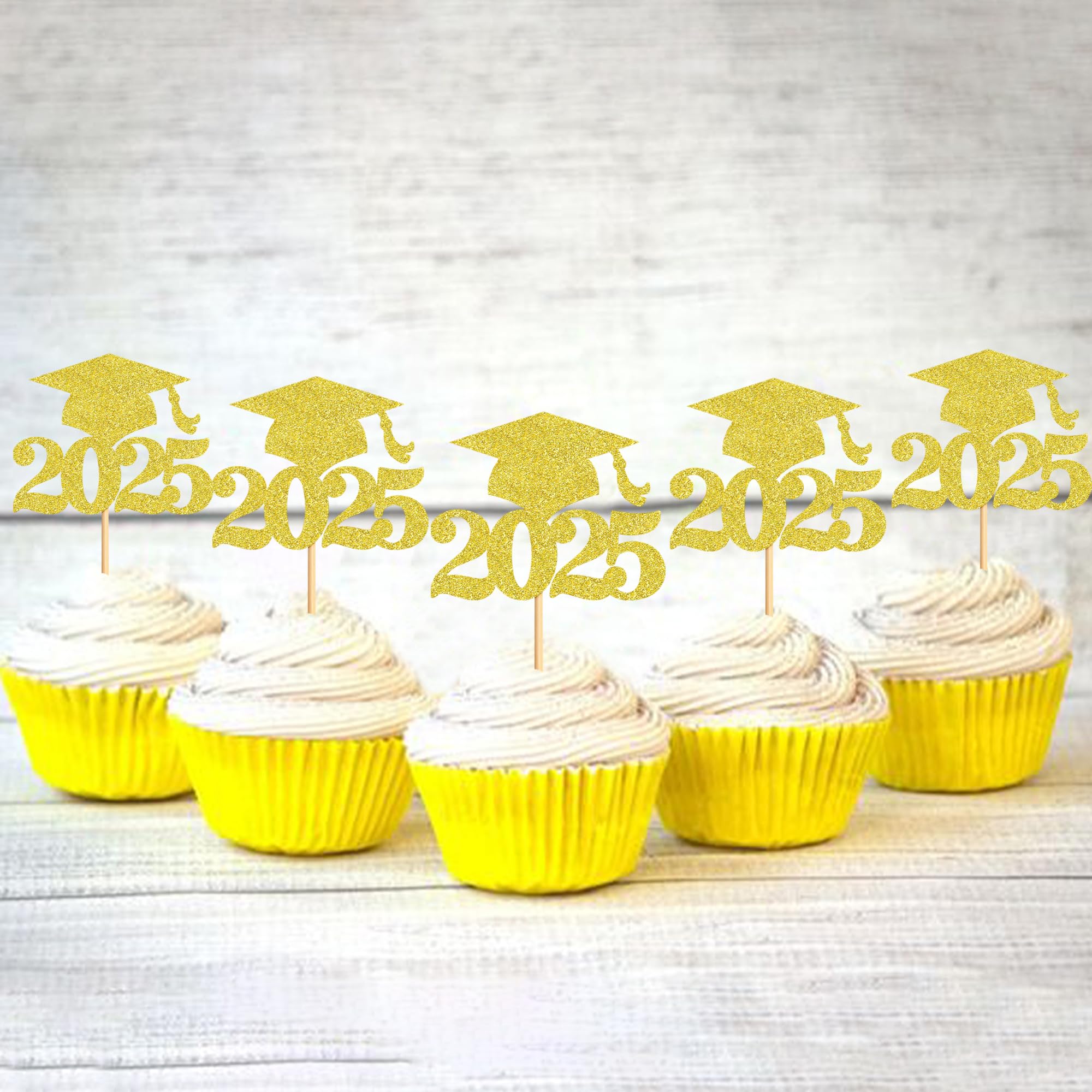 Blumomon 36Pcs Gold Glitter 2026 Graduation Cupcake Toppers Class of 2026 Grad Cap Cake Picks Decorations for 2026 Graduation Theme Party Supplies - Image 3