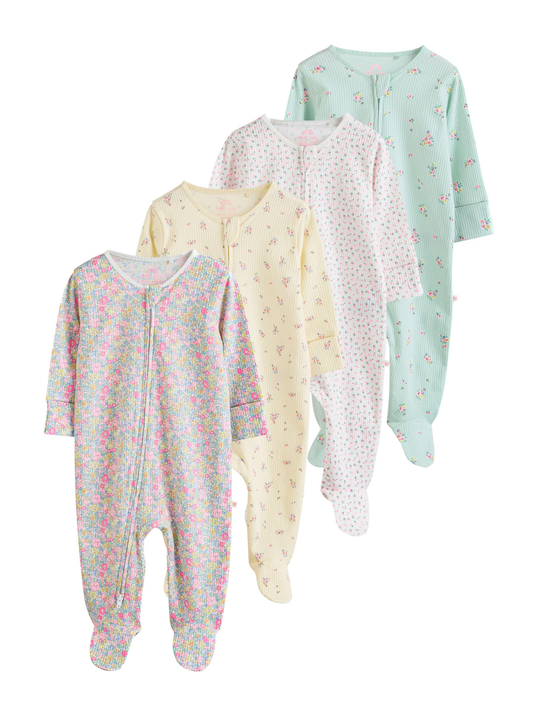 NEXT Bambina Confezione da 4 Tutine per Neonati con Zip bidirezionale