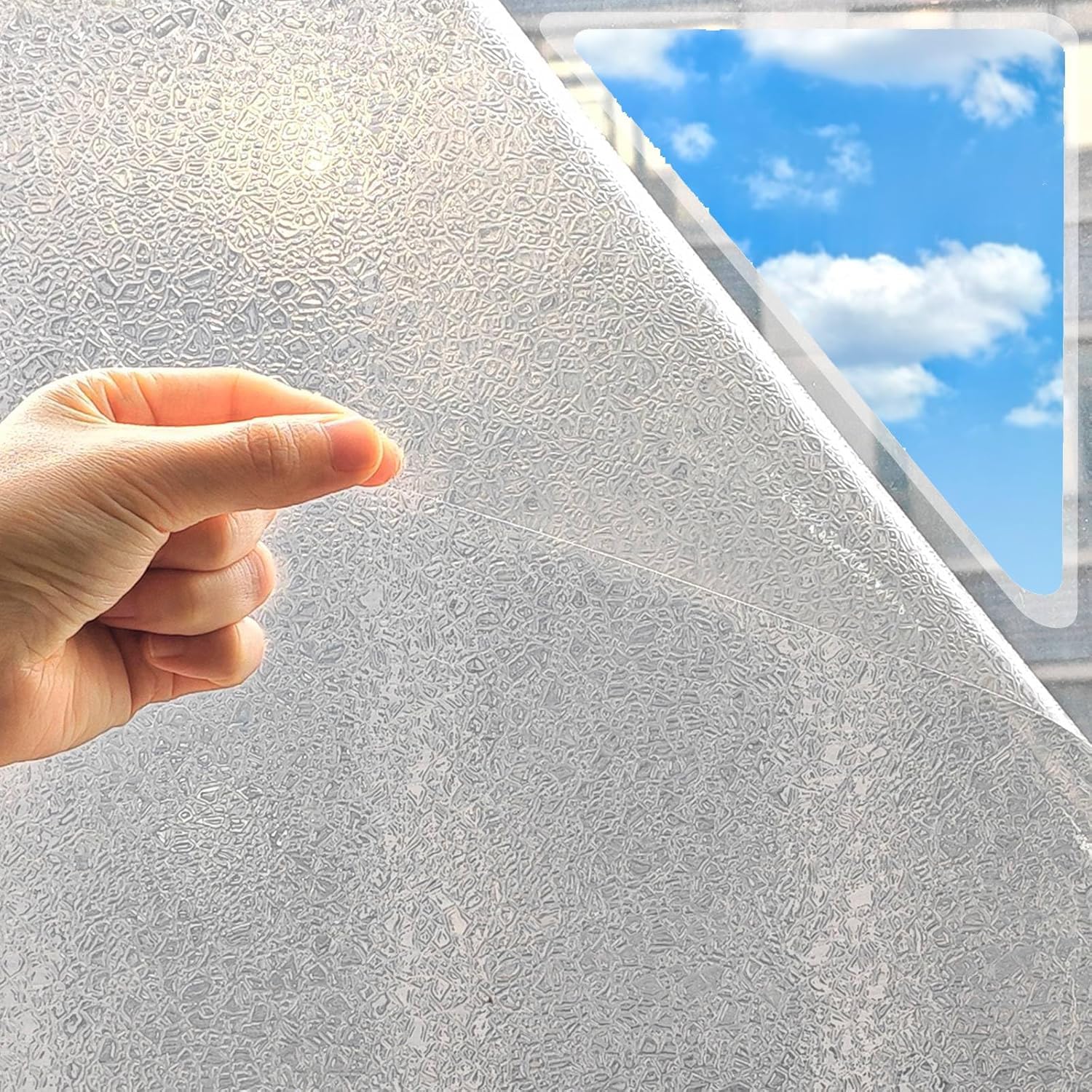 Alvorox Opaque Frosted Glass Film for Windows, Ripple Pattern, Static Cling, Privacy Frosting Window Film for Bathroom Bedroom, UV Heat Blocking (90x200cm) — image 1