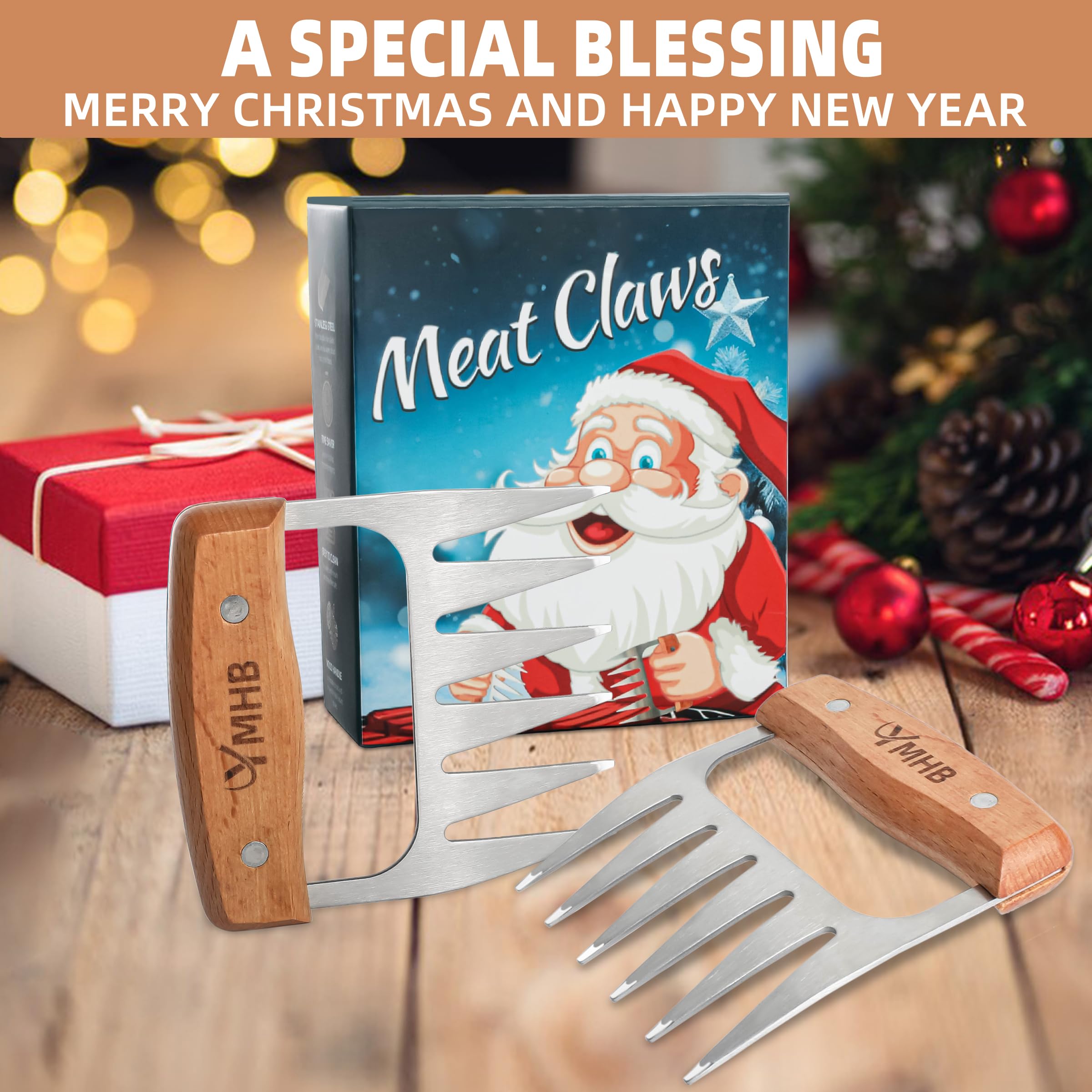 Strumpffüller für Erwachsene und Männer, Metall Fleischzerkleinerer Krallen, Grillgeschenke für Männer, Zerkleinern von Krallen für Pulled Pork, Weihnachtsgeschenke für Vater, Frauen, Vater, Ehemann