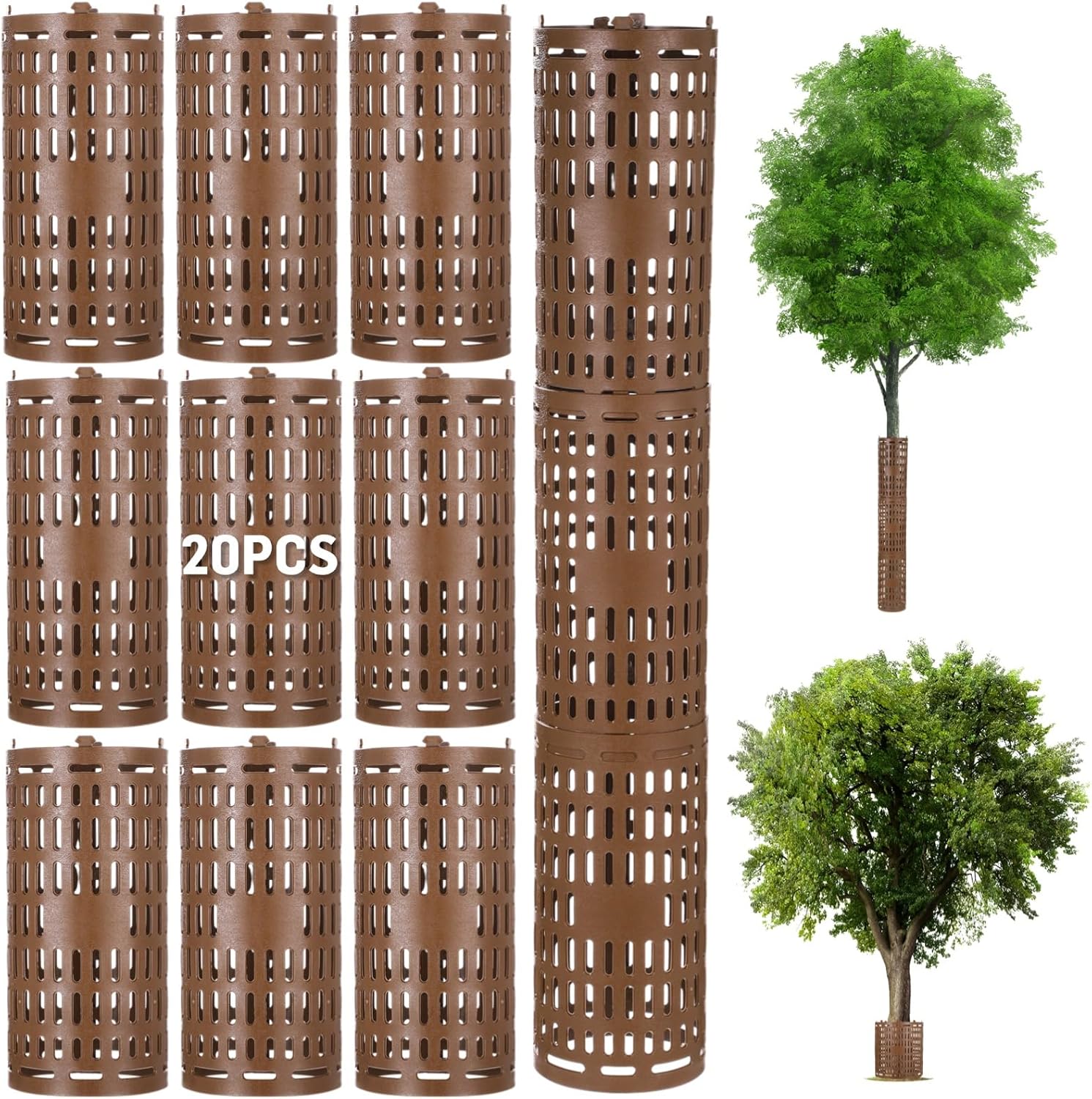 20PCS Plant and Tree Guard Protector, Tree Trunk Protector Around Trunk Bark, Saplings, and Vines, Expandable Mesh Tree Bark Protector 15 Inches Tall, Protect from Trimmers, Mowers, and Animals