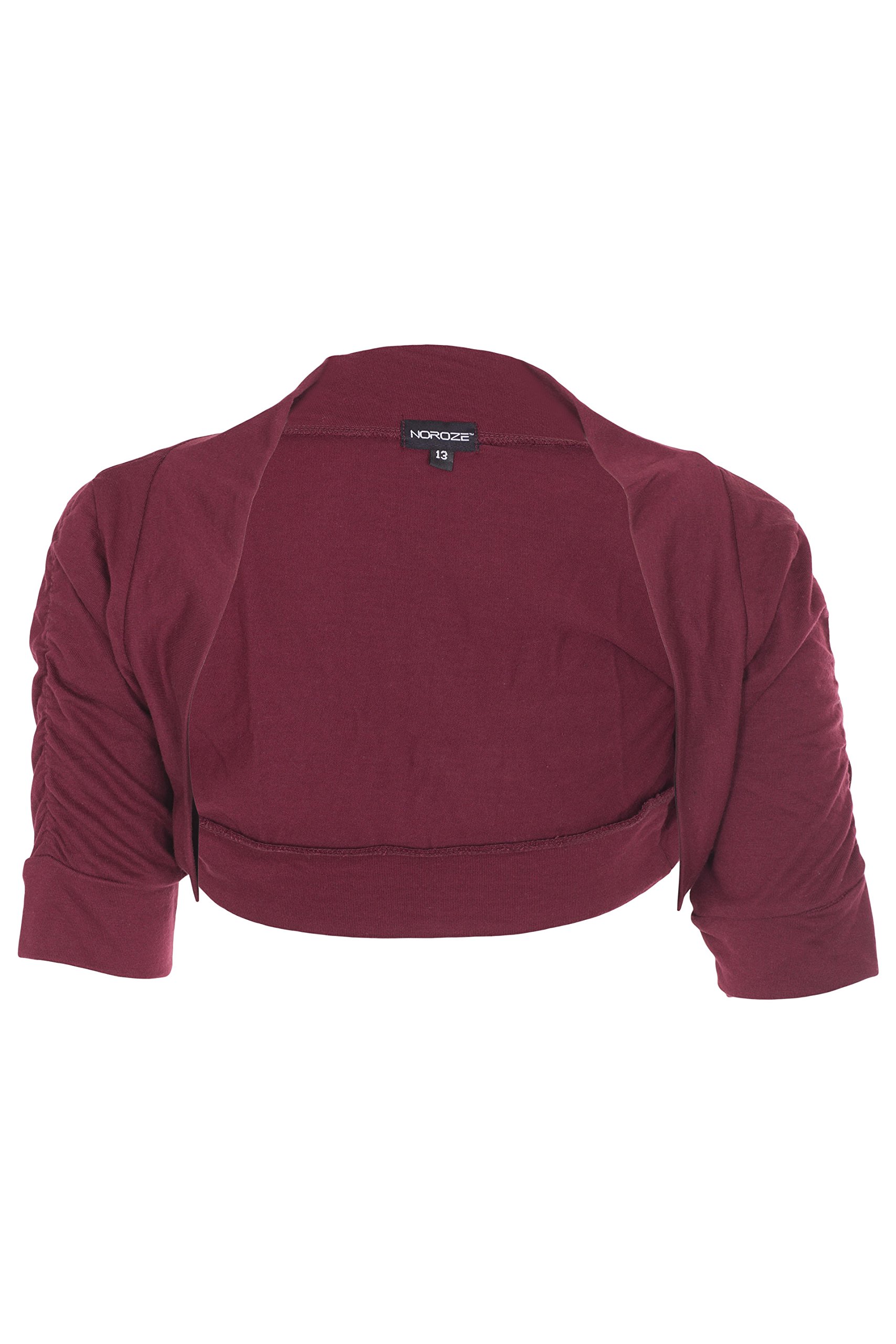 Noroze Women's Wine Ruched Sleeve Cropped Bolero Cardigan Shrug Plus Sizes (24, )