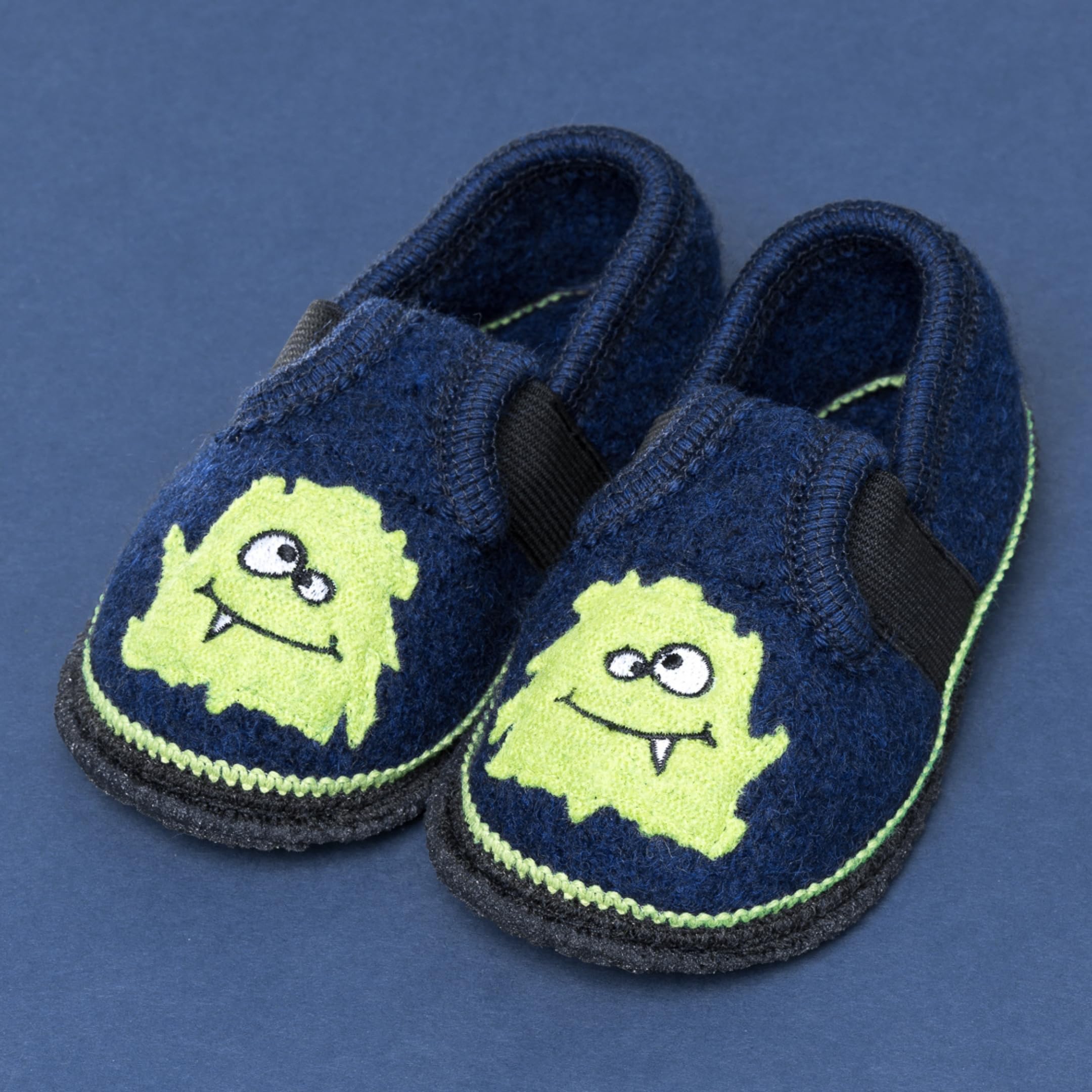Bobby Monster - Pantuflas infantiles para niños y niñas, cómodas zapatillas de fieltro con goma elástica y suela impermeable