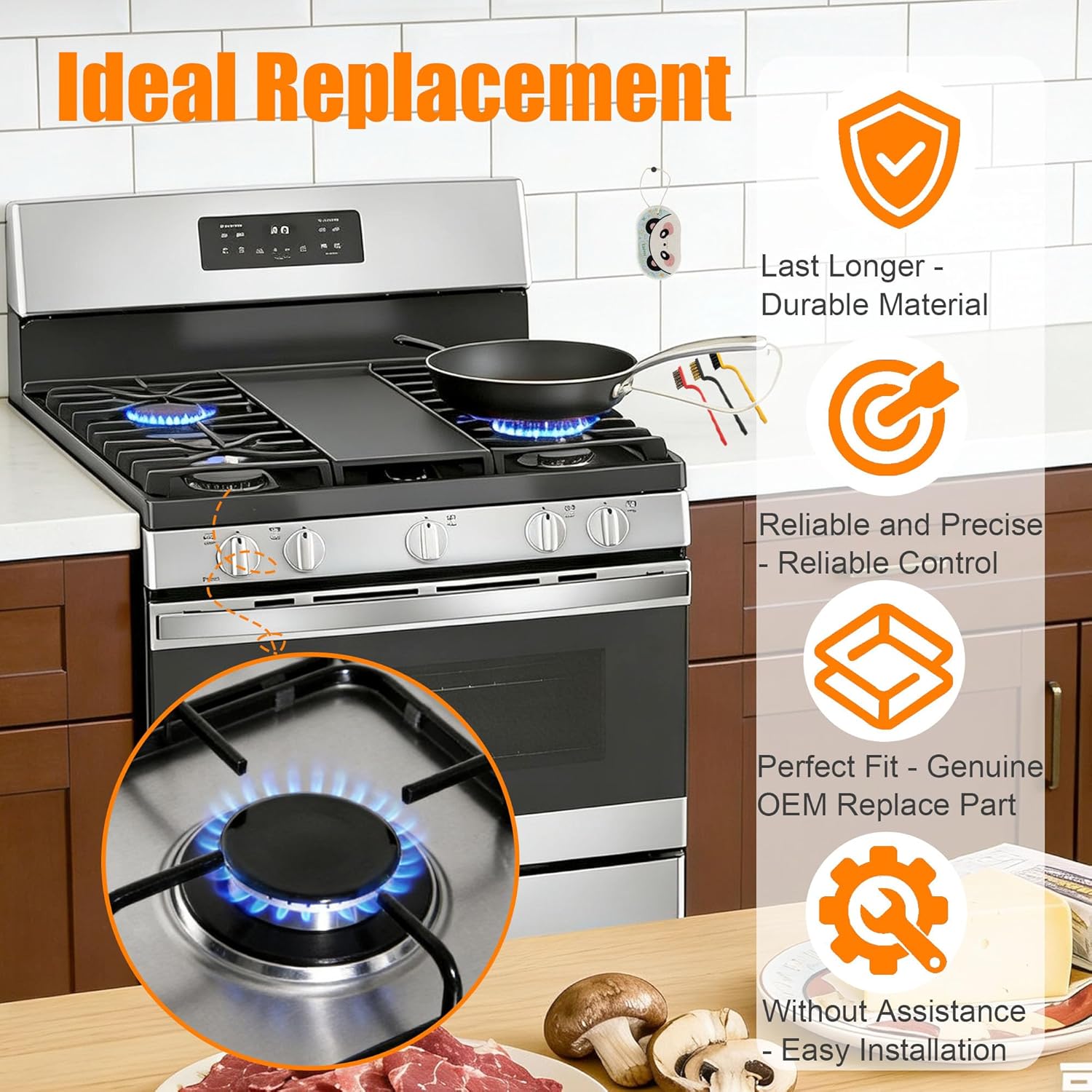 Upgraded Extra Large Surface Burner Cap & Burner Base Set Compatible with GE and Haier Gas Range/Cooktop,Replaces WB28K10222 WB16X24722 AP5986249 PS11726674 - Reliable and Precise Replacement Parts