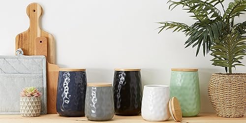 Miniatura 6 de DII Kitchen Accessories Collection - Juego de recipientes de cerámica mate texturizada, color blanco, hoyuelo, 2 piezas